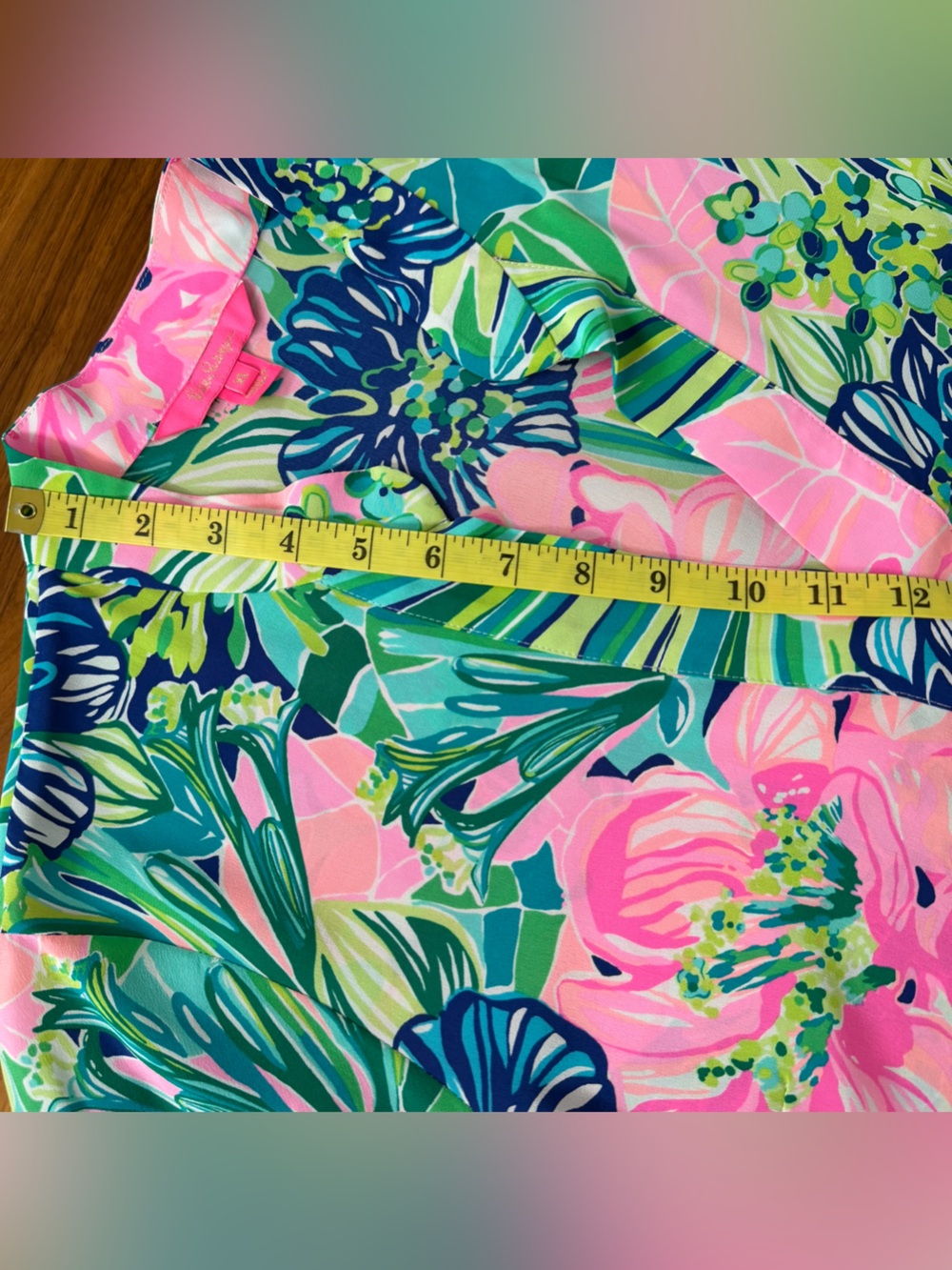 Lilly Pulitzer Shea Tunic Blouse Island Escape Tropical Pink Green Size XL EUC - Picture 13 of 16
